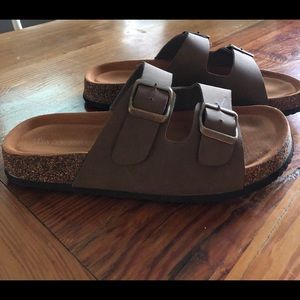 Tan sandals that look like Birkenstock’s